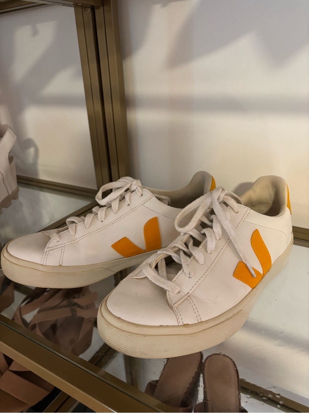 Veja White Sneakers with Yellow Accent